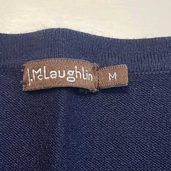 J. McLaughlin Women's Gray/Yellow/Navy Long Sleeve Striped Sweater Size M - Picture 8 of 10